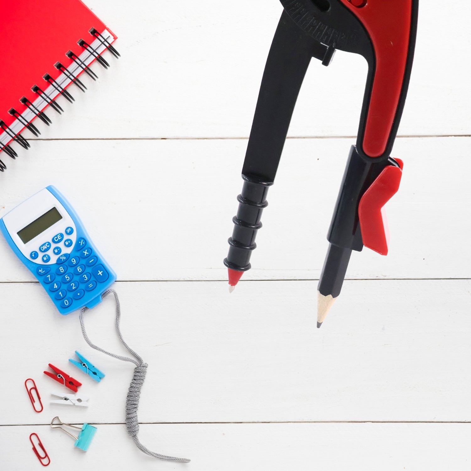 2 Pc Geometry Set – Built-in Pencil Grip & Transparent Plastic Protractor