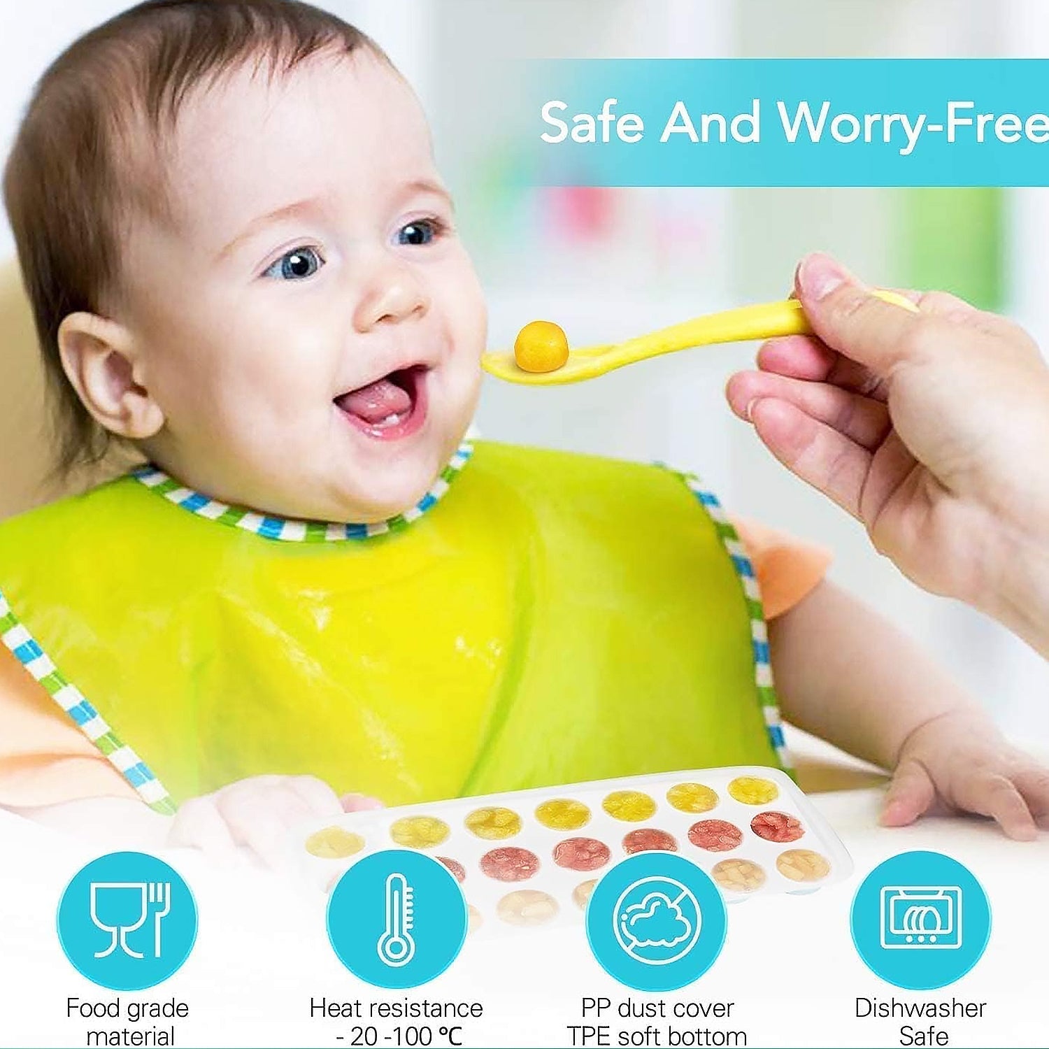 21 Cavity Up Ice Cube Trays-Easy Release Food  Grade  (2 Pc Set)