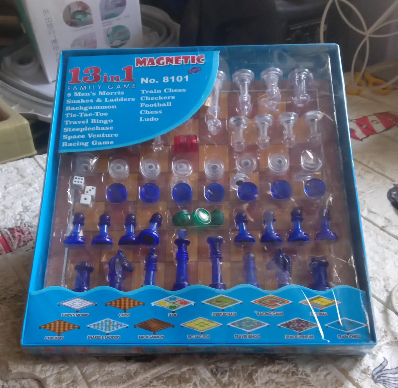 13 in 1 Family Board Game Chess,  Space Venture, Steeplechase Set for Kids