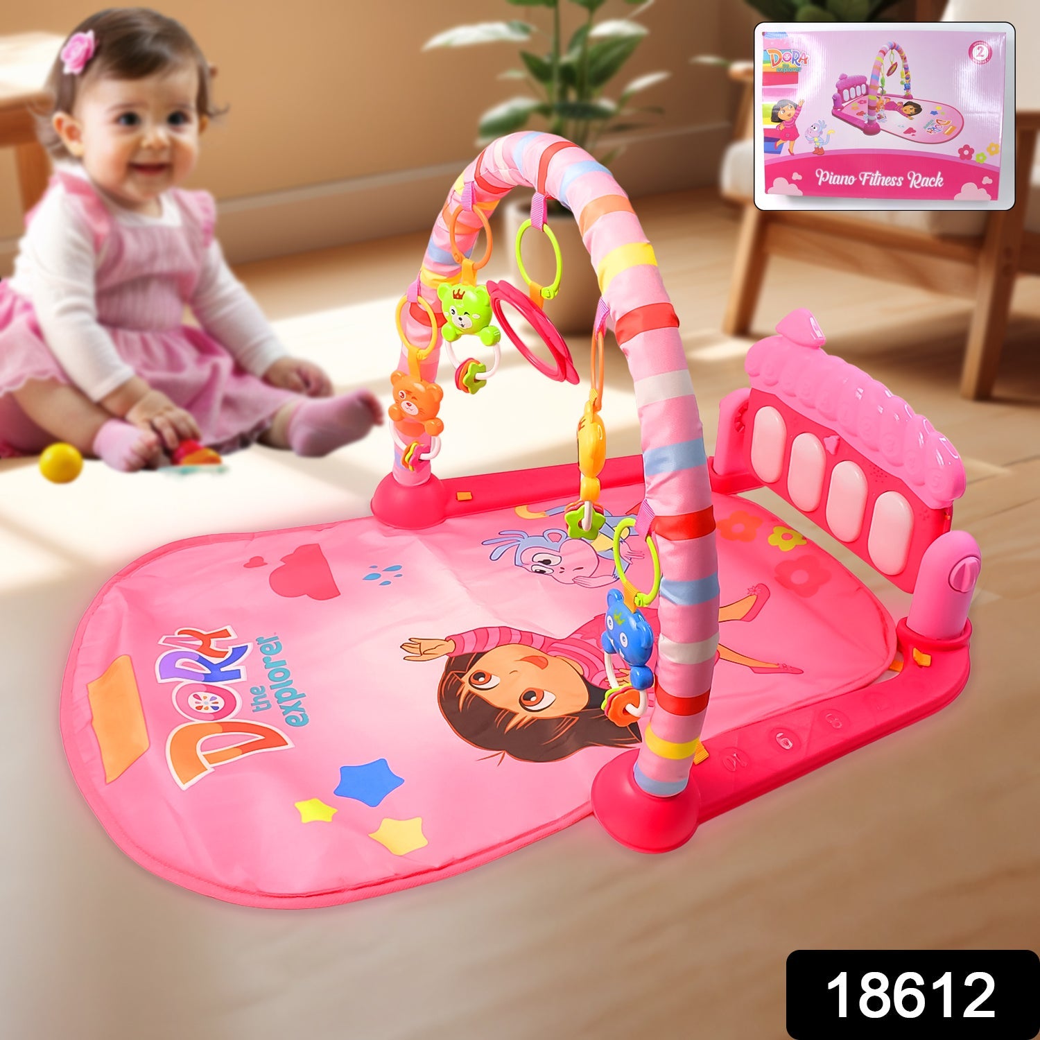 2in1 Baby Kick and Play Piano Gym Mat & Fitness Rack (1 Set)